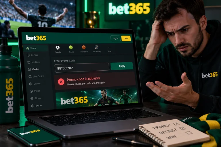 Повідомлення Bet365 про недійсний промокод після натискання «Застосувати»
